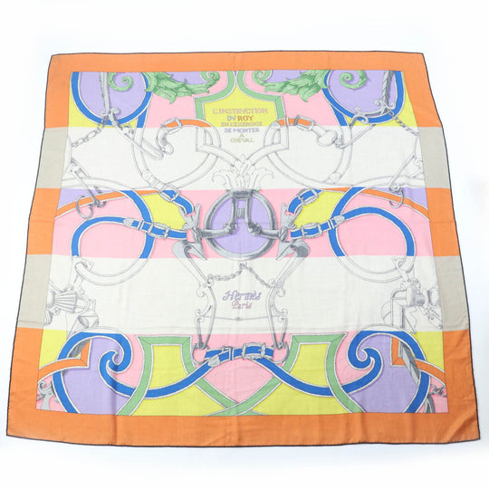 HERMES Stall Main: 70% cashmere, Main: 30% silk multicolor Carre140 LINSTRVCTION DV ROY Imperial Studies Women Used Authentic