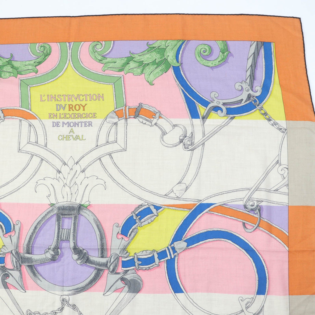 HERMES Stall Main: 70% cashmere, Main: 30% silk multicolor Carre140 LINSTRVCTION DV ROY Imperial Studies Women Used Authentic