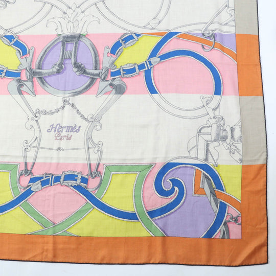 HERMES Stall Main: 70% cashmere, Main: 30% silk multicolor Carre140 LINSTRVCTION DV ROY Imperial Studies Women Used Authentic