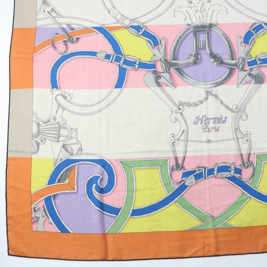 HERMES Stall Main: 70% cashmere, Main: 30% silk multicolor Carre140 LINSTRVCTION DV ROY Imperial Studies Women Used Authentic