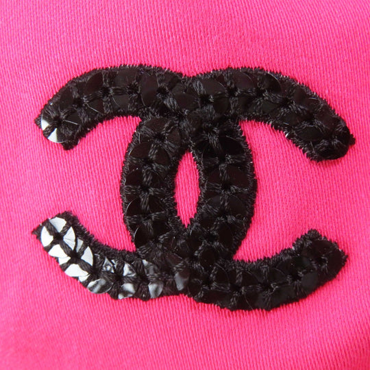 CHANEL hat 24C Cotton, Sequins Pink/Multi Bucket hat Logo pattern, reversible Women Used Authentic