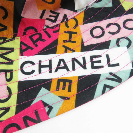 CHANEL hat 24C Cotton, Sequins Pink/Multi Bucket hat Logo pattern, reversible Women Used Authentic