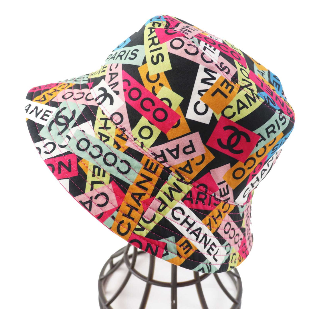 CHANEL hat 24C Cotton, Sequins Pink/Multi Bucket hat Logo pattern, reversible Women Used Authentic
