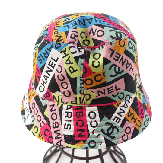 CHANEL hat 24C Cotton, Sequins Pink/Multi Bucket hat Logo pattern, reversible Women Used Authentic