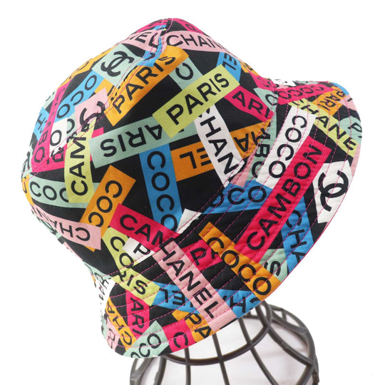 CHANEL hat 24C Cotton, Sequins Pink/Multi Bucket hat Logo pattern, reversible Women Used Authentic