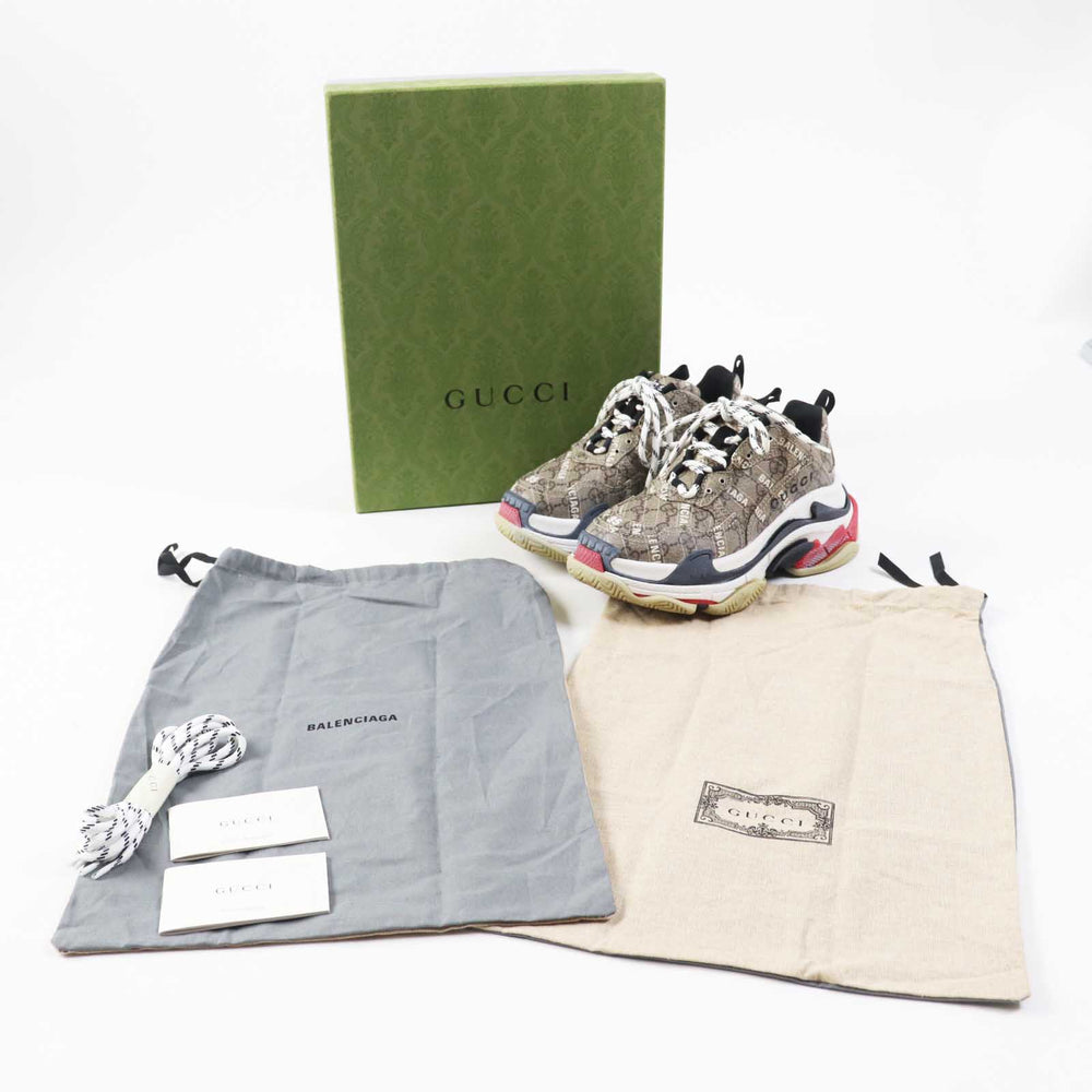 GUCCI sneakers PVC Multi Balenciaga collaboration TRIPLE S Triple S Women 23 Used Authentic