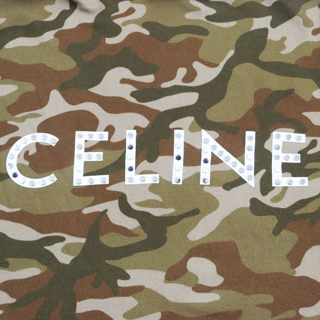 CELINE Hoodie 2Y676247Q Outer: 100% cotton, part: 96% cotton, part: 4% polyurethane multicolor Hoodie In Cotton Fleece With Studs mens L Used Authentic