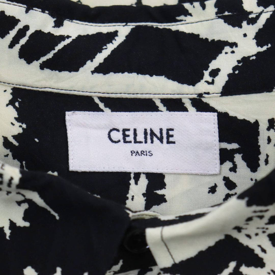 CELINE Long sleeve shirt 2C813275U Outer fabric: 100% rayon Ivory black mens 43 Used Authentic