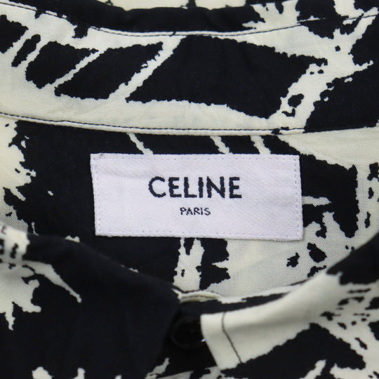 CELINE Long sleeve shirt 2C813275U Outer fabric: 100% rayon Ivory black mens 43 Used Authentic