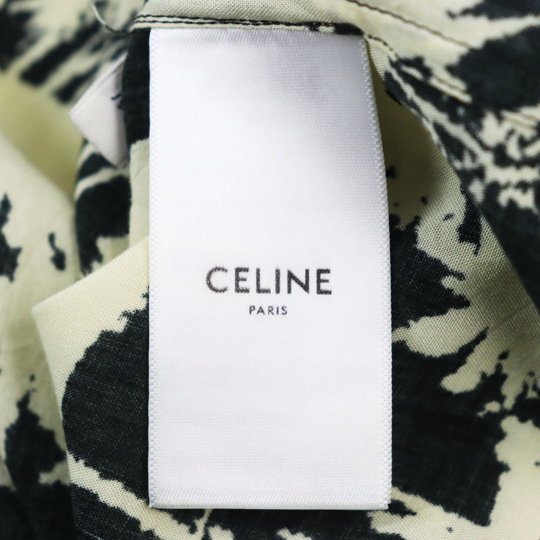CELINE Long sleeve shirt 2C813275U Outer fabric: 100% rayon Ivory black mens 43 Used Authentic