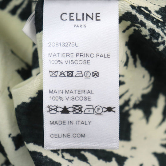 CELINE Long sleeve shirt 2C813275U Outer fabric: 100% rayon Ivory black mens 43 Used Authentic