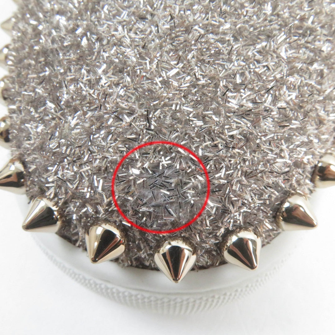 Christian Louboutin Slip-on leather Silver Studs Glitter Pick boat Women 35 Used Authentic
