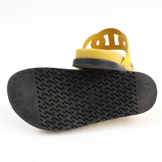 HERMES Sandals Suede leather yellow extra Women 38 Used Authentic