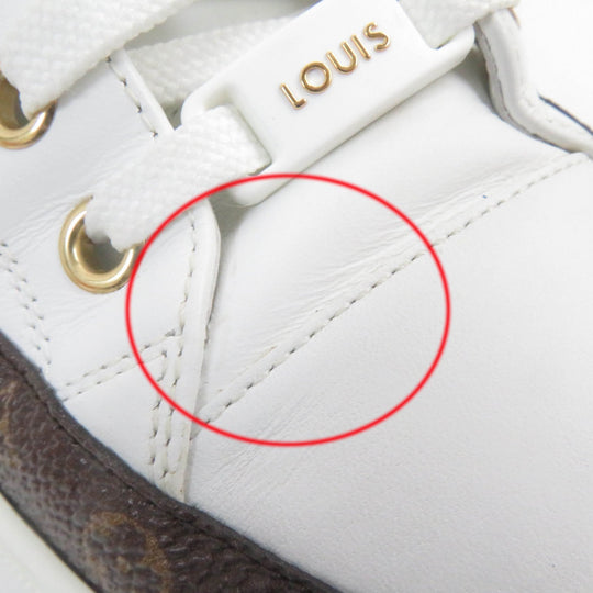LOUIS VUITTON Low cut sneakers Main: Leather, Part: Monogram canvas white Stellar Line Women 36.5 Used Authentic