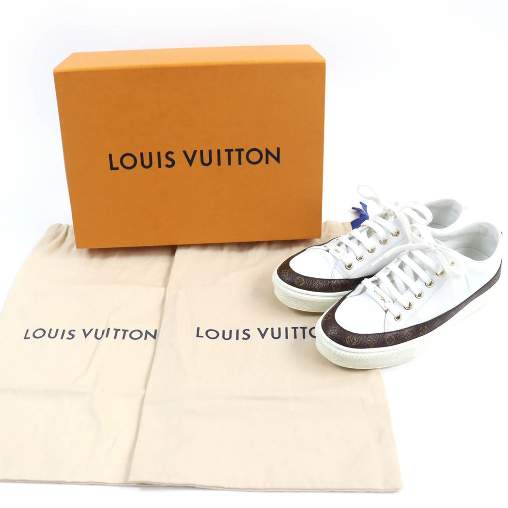 LOUIS VUITTON Low cut sneakers Main: Leather, Part: Monogram canvas white Stellar Line Women 36.5 Used Authentic
