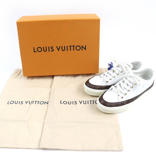 LOUIS VUITTON Low cut sneakers Main: Leather, Part: Monogram canvas white Stellar Line Women 36.5 Used Authentic