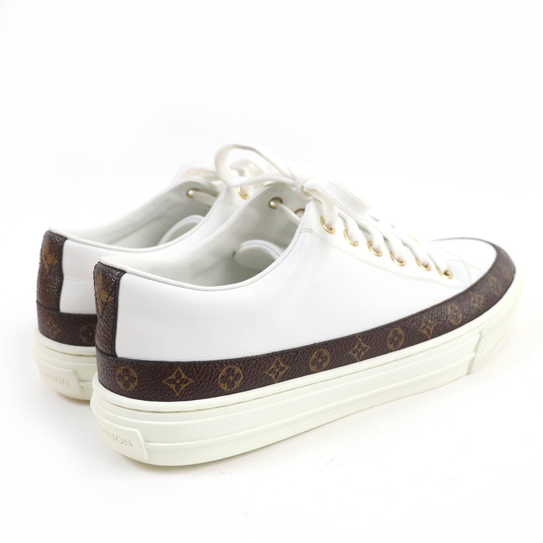 LOUIS VUITTON Low cut sneakers Main: Leather, Part: Monogram canvas white Stellar Line Women 36.5 Used Authentic