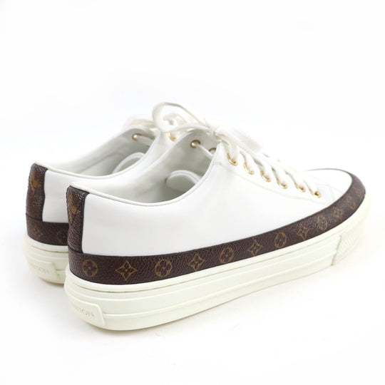 LOUIS VUITTON Low cut sneakers Main: Leather, Part: Monogram canvas white Stellar Line Women 36.5 Used Authentic