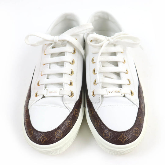 LOUIS VUITTON Low cut sneakers Main: Leather, Part: Monogram canvas white Stellar Line Women 36.5 Used Authentic