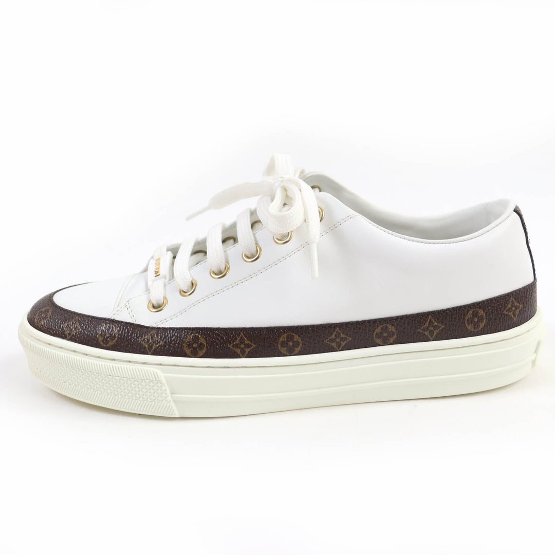 LOUIS VUITTON Low cut sneakers Main: Leather, Part: Monogram canvas white Stellar Line Women 36.5 Used Authentic