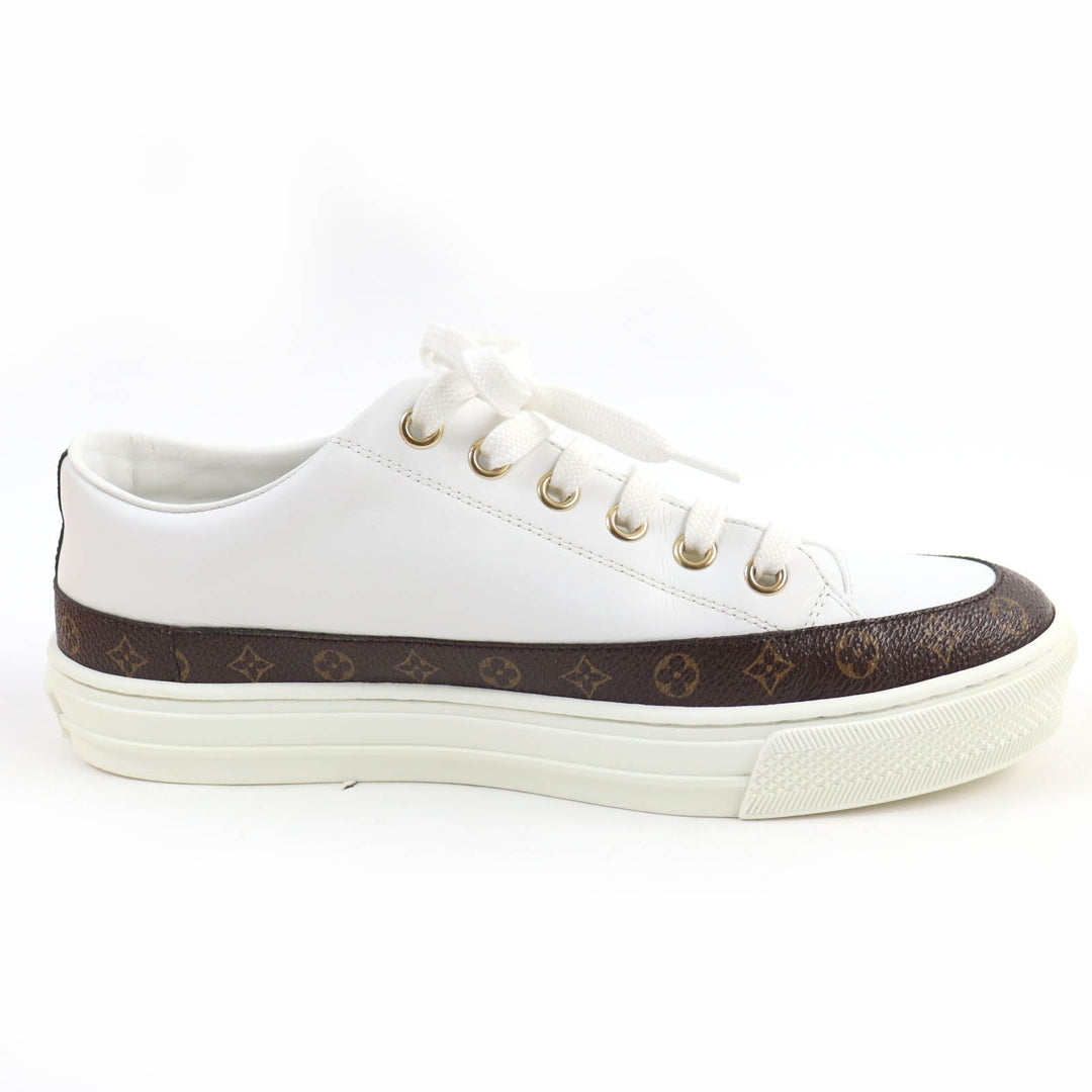 LOUIS VUITTON Low cut sneakers Main: Leather, Part: Monogram canvas white Stellar Line Women 36.5 Used Authentic