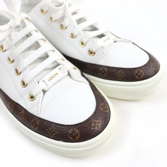 LOUIS VUITTON Low cut sneakers Main: Leather, Part: Monogram canvas white Stellar Line Women 36.5 Used Authentic