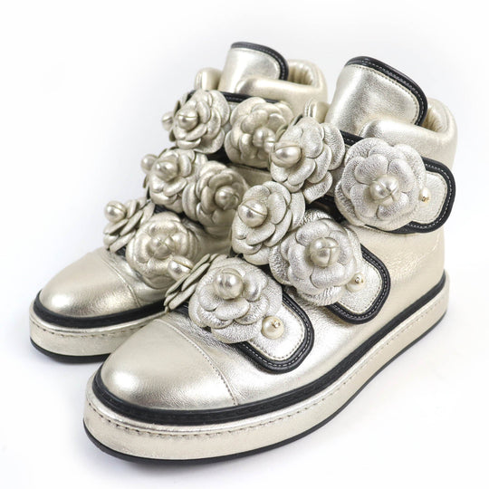 CHANEL High cut sneakers G31628 Main: Leather gold Women 37 Used Authentic