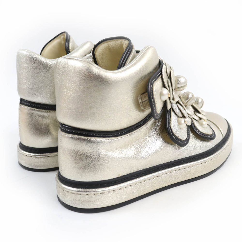 CHANEL High cut sneakers G31628 Main: Leather gold Women 37 Used Authentic