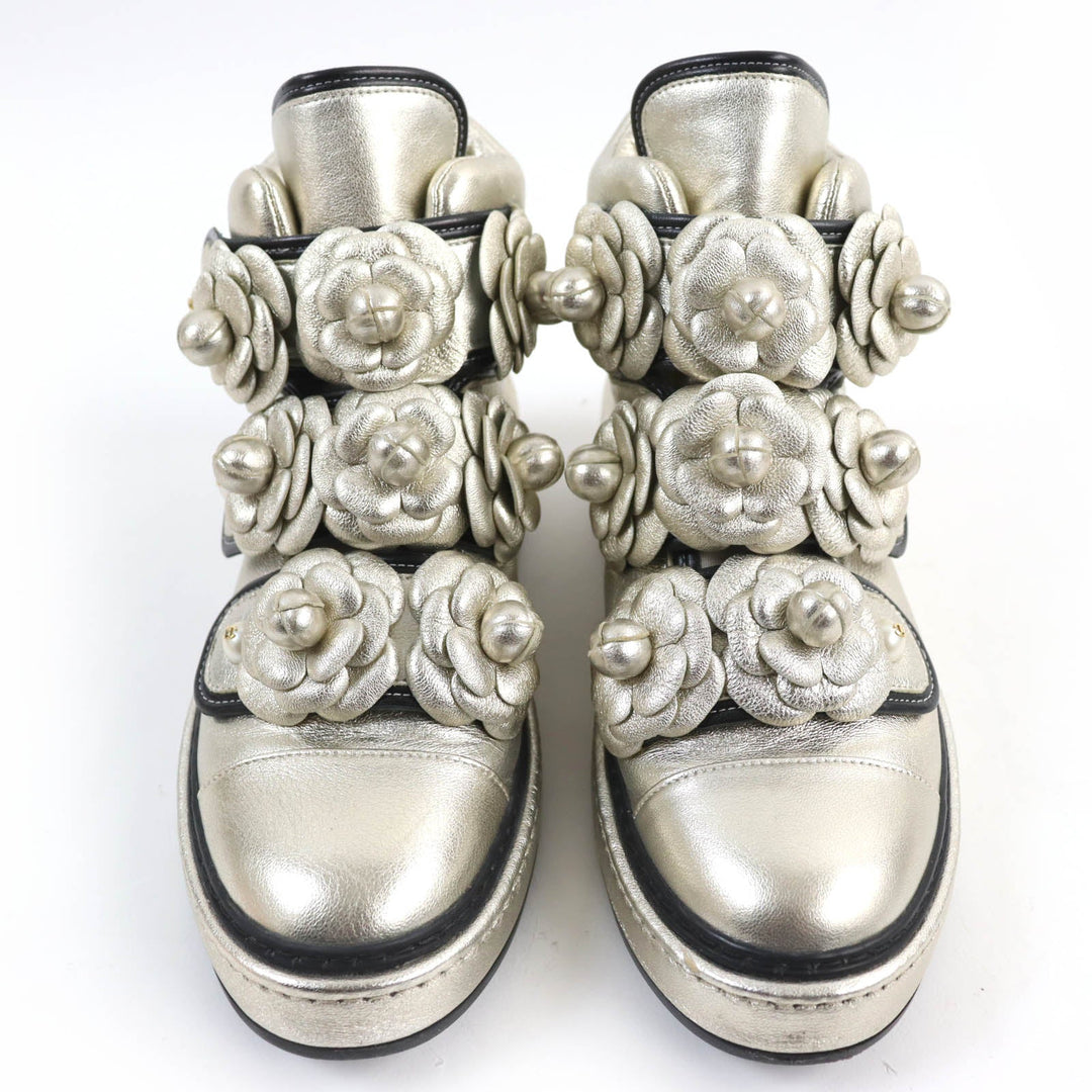 CHANEL High cut sneakers G31628 Main: Leather gold Women 37 Used Authentic