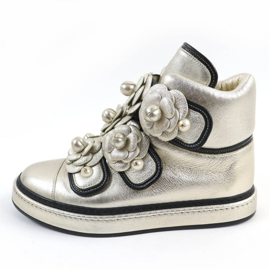 CHANEL High cut sneakers G31628 Main: Leather gold Women 37 Used Authentic
