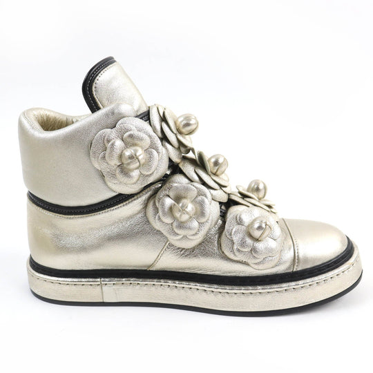 CHANEL High cut sneakers G31628 Main: Leather gold Women 37 Used Authentic