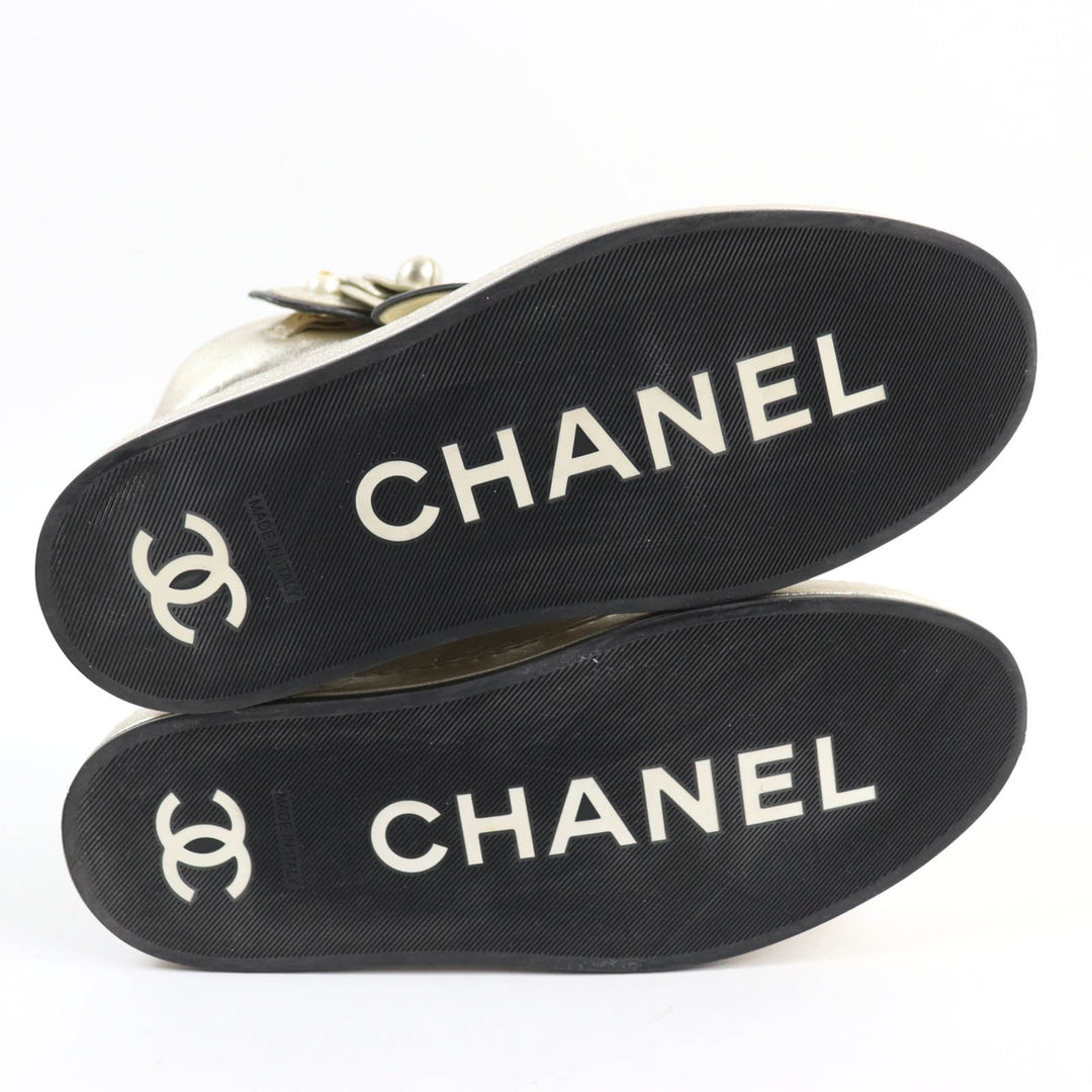 CHANEL High cut sneakers G31628 Main: Leather gold Women 37 Used Authentic