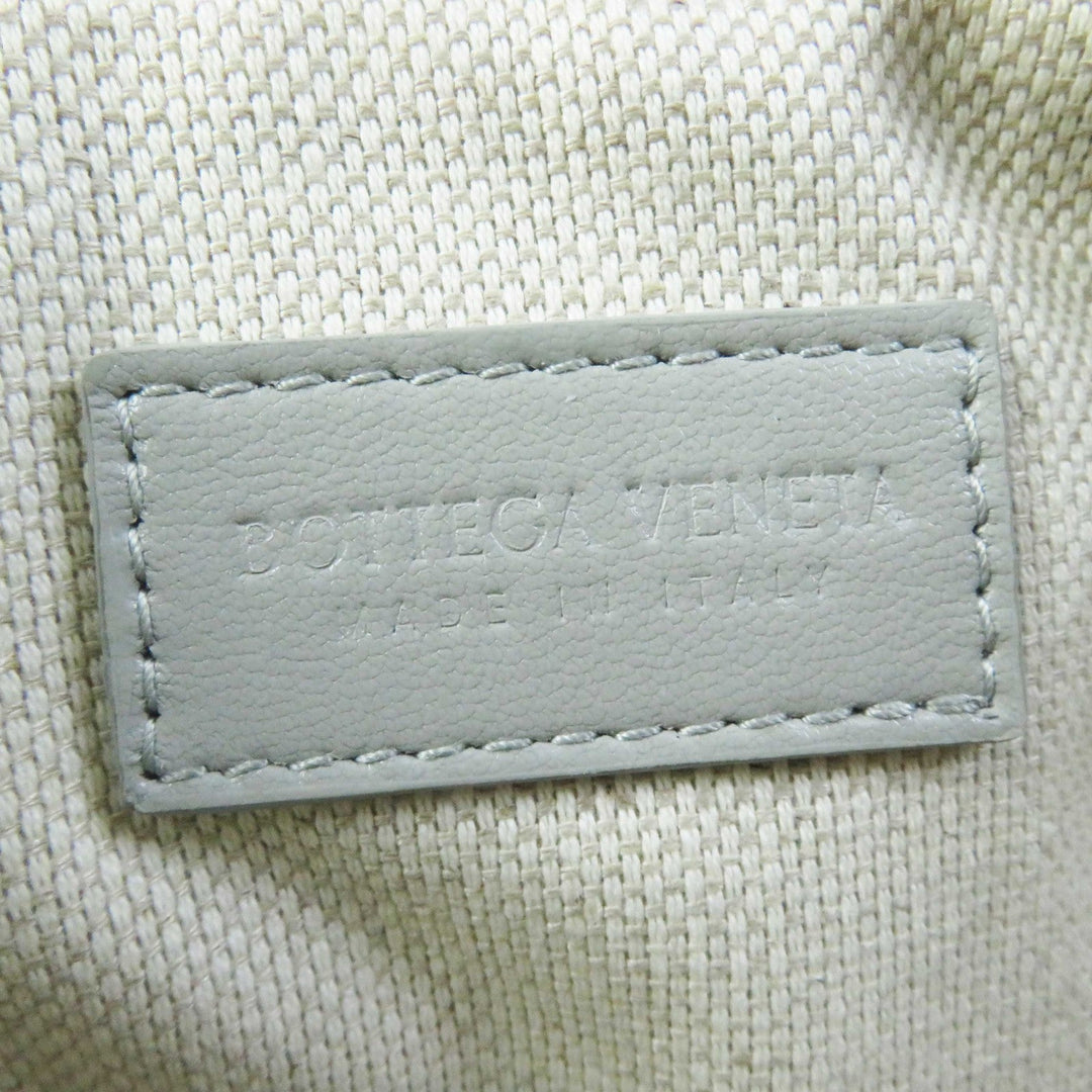 BOTTEGAVENETA Pouch 766231 Main: Leather Agate Grey Small INTRECCIATO zipper pouch Women Used Authentic