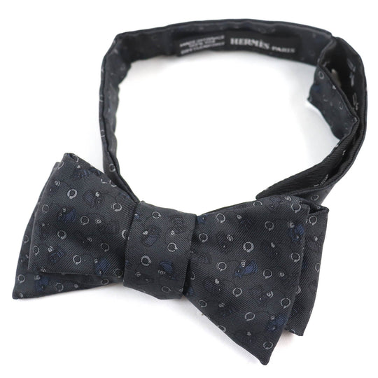 HERMES tie Main: 100% silk black NOEUD PAPILLON TWII mens Used Authentic