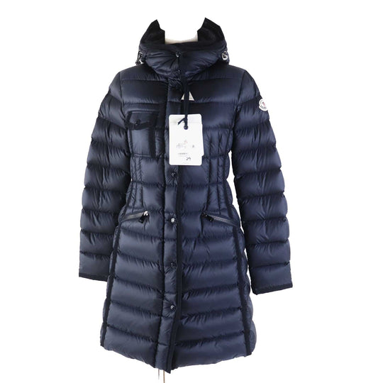 MONCLER down coat Outer: 100% nylon, Lining: 100% nylon, Hood lining: 100% nylon, Filling: 90% down, 10% feather Navy HERMINE Women 00 Used Authentic