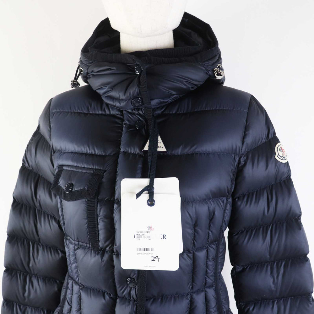 MONCLER down coat Outer: 100% nylon, Lining: 100% nylon, Hood lining: 100% nylon, Filling: 90% down, 10% feather Navy HERMINE Women 00 Used Authentic