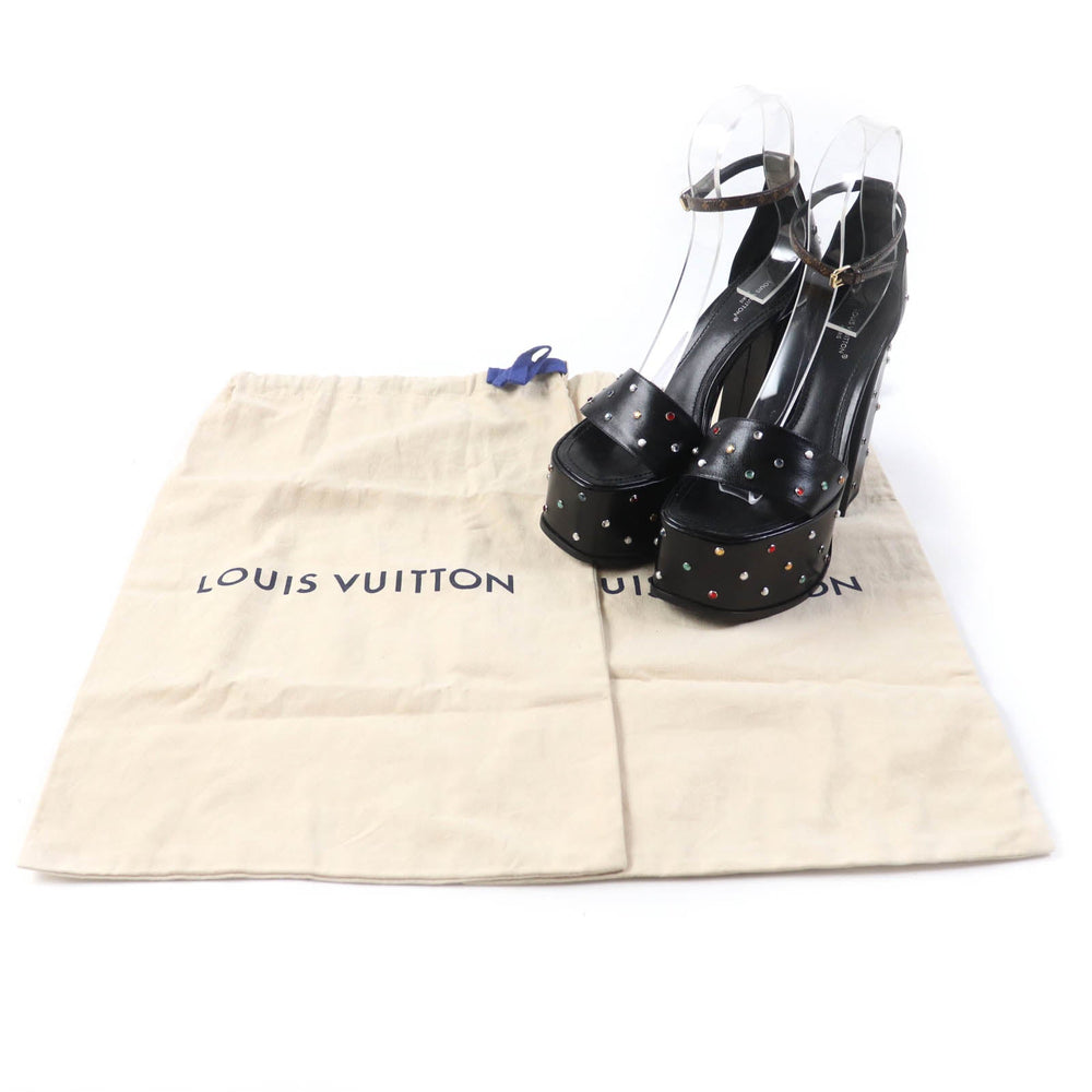 LOUIS VUITTON Sandals Main: Leather black Fame Line HEELED SANDALS Women 38 Used Authentic