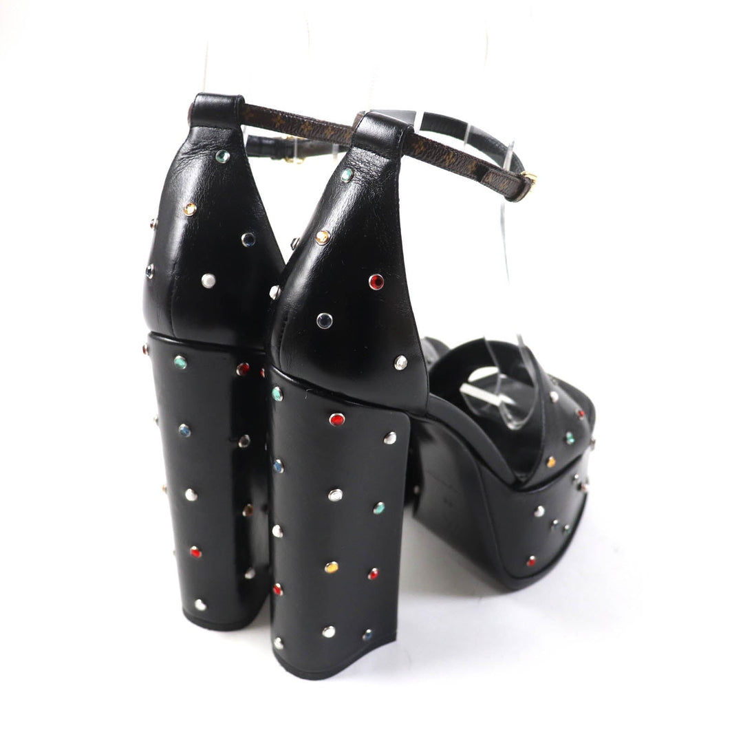 LOUIS VUITTON Sandals Main: Leather black Fame Line HEELED SANDALS Women 38 Used Authentic