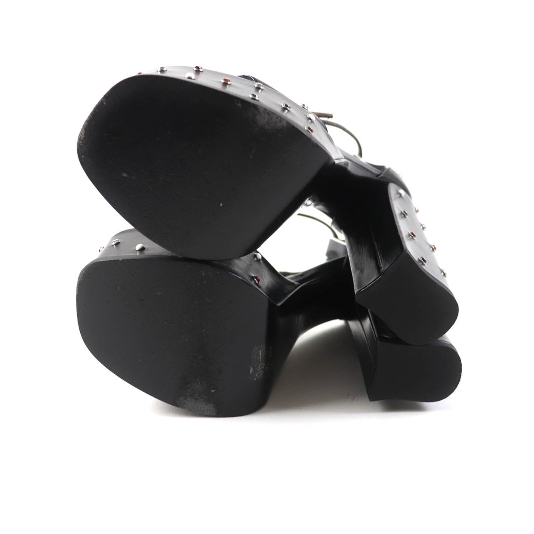LOUIS VUITTON Sandals Main: Leather black Fame Line HEELED SANDALS Women 38 Used Authentic