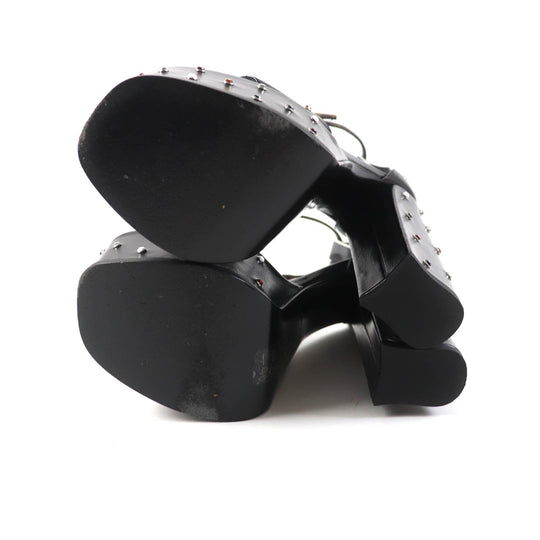 LOUIS VUITTON Sandals Main: Leather black Fame Line HEELED SANDALS Women 38 Used Authentic