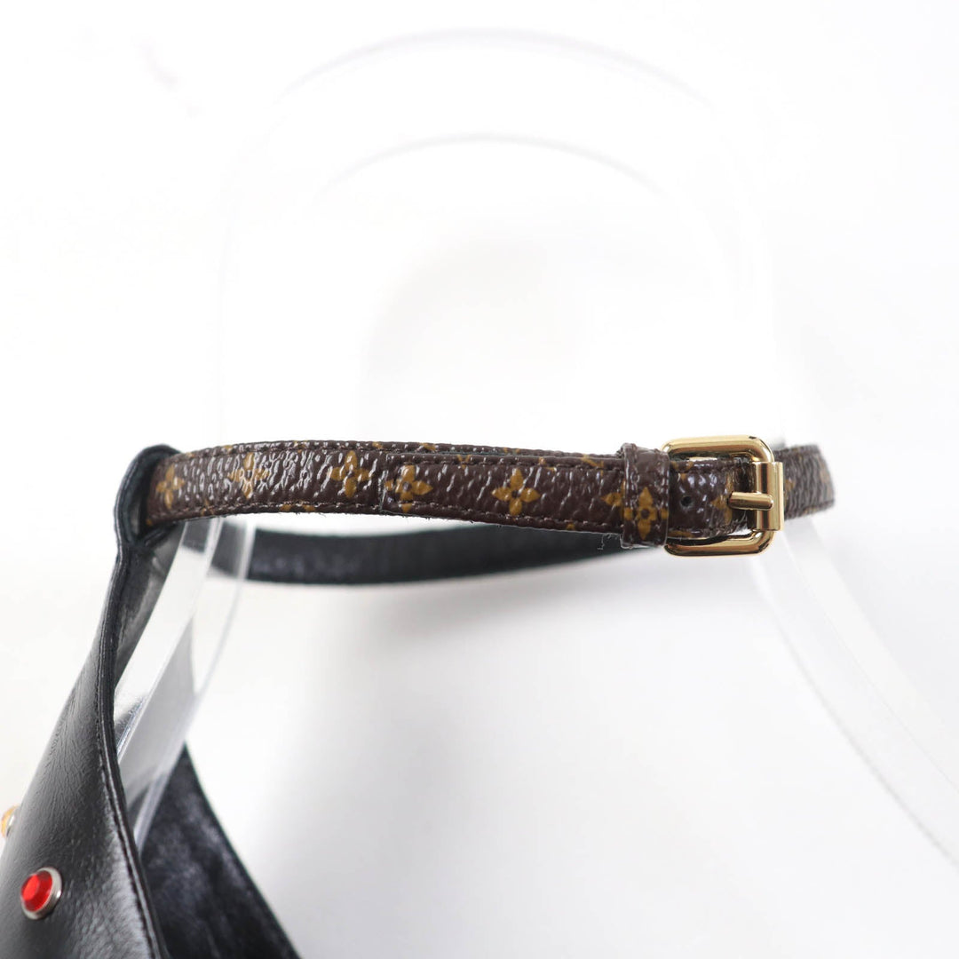 LOUIS VUITTON Sandals Main: Leather black Fame Line HEELED SANDALS Women 38 Used Authentic