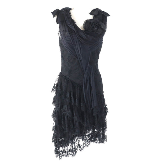 CHANEL one piece 06A P29444 Outer: 56% cotton, Outer: 44% nylon, Lining: 100% silk, Part: 84% silk, Part: 16% nylon black Women 36 Used Authentic