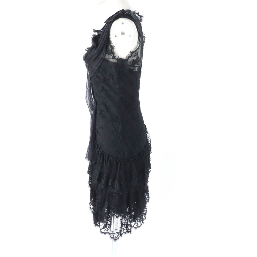 CHANEL one piece 06A P29444 Outer: 56% cotton, Outer: 44% nylon, Lining: 100% silk, Part: 84% silk, Part: 16% nylon black Women 36 Used Authentic