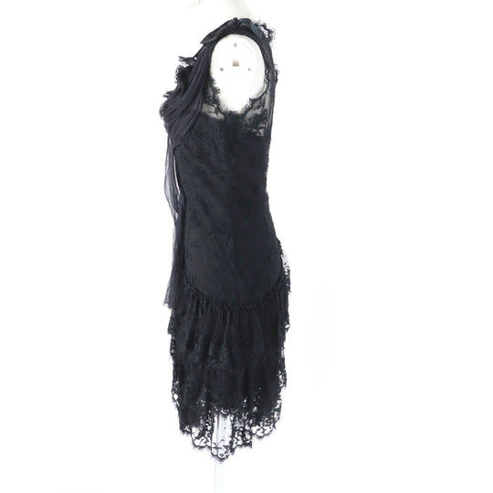 CHANEL one piece 06A P29444 Outer: 56% cotton, Outer: 44% nylon, Lining: 100% silk, Part: 84% silk, Part: 16% nylon black Women 36 Used Authentic