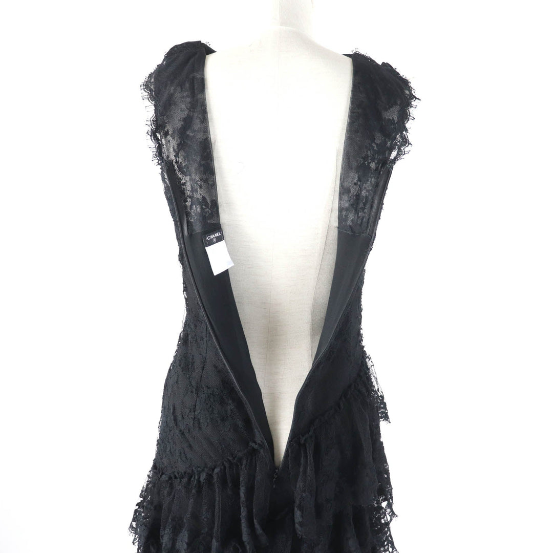 CHANEL one piece 06A P29444 Outer: 56% cotton, Outer: 44% nylon, Lining: 100% silk, Part: 84% silk, Part: 16% nylon black Women 36 Used Authentic