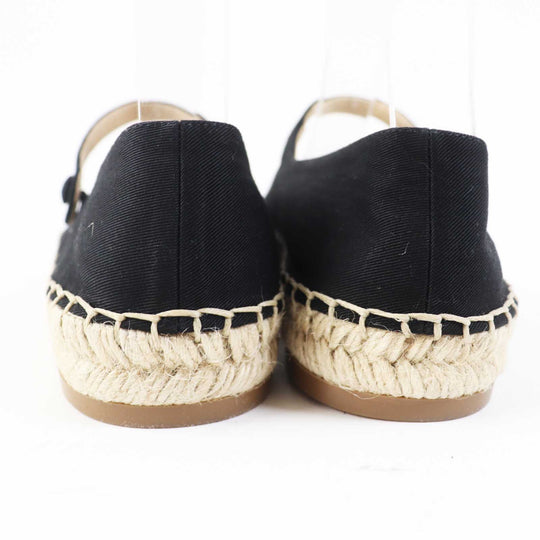 PRADA Flat shoes 1F989L cotton Black natural With Strap Espadrille Women 35 1/2 Used Authentic