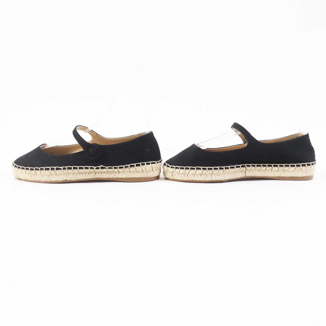 PRADA Flat shoes 1F989L cotton Black natural With Strap Espadrille Women 35 1/2 Used Authentic