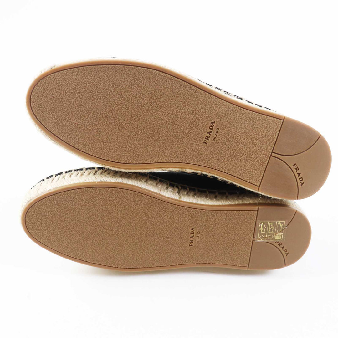 PRADA Flat shoes 1F989L cotton Black natural With Strap Espadrille Women 35 1/2 Used Authentic