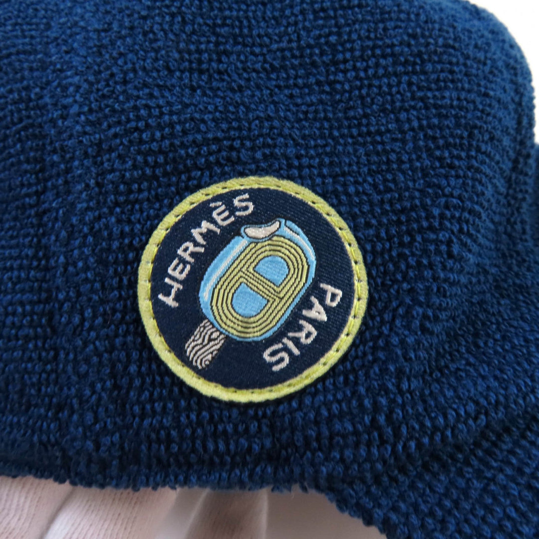 HERMES cap Main: 100% cotton, Part: 100% polyester Navy Davis Women S Used Authentic