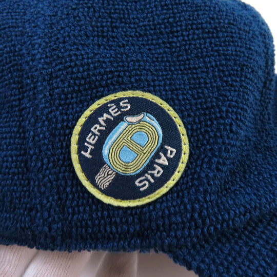 HERMES cap Main: 100% cotton, Part: 100% polyester Navy Davis Women S Used Authentic